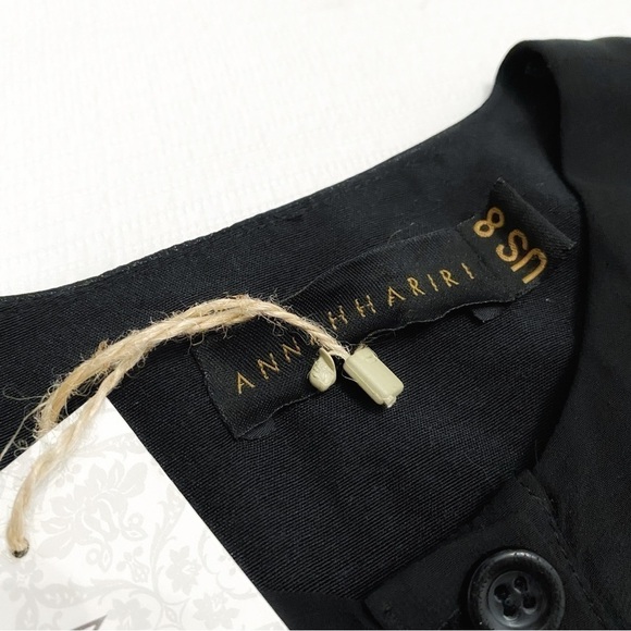 NWT ANNAH HARIRI BLACK GYPSY MODEST FLORAL BELTED BUTTON FRONT MAXI DRESS - 8 - Picture 8 of 12